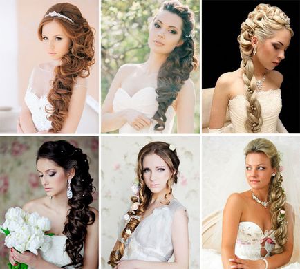 Esküvői frizurák zsinórra - lehetőség haj különböző hosszúságú, példák képek és videó