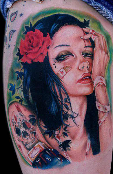 Tattoo lány arcát, tetoválás fotók