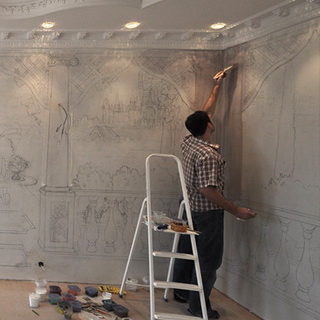Technika festés a falak a belső tér saját kezét, és a fotót falfesték