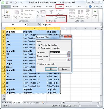 Eltávolítása ismétlődő sorokat az Excel