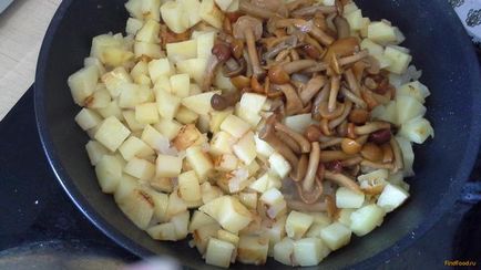 Sült burgonya gombával, tejföllel recept egy fotó