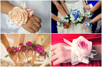 Boutonniere a kezét a menyasszony és a koszorúslányok, a választási lehetőségek kombinációját, fotók, videók, hogyan lehet a saját kezét