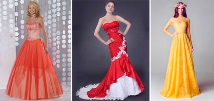 Színes menyasszonyi ruhák 2017 tippeket választotta, divatos színek és kiegészítők, fotó