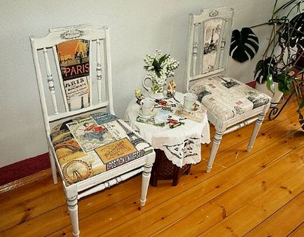 Decoupage szék kezével díszíteni képek, mint egy régi, fából készült szék, szalvéták, lépésről lépésre