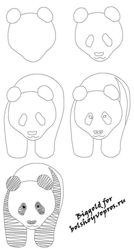 Hogyan kell felhívni a panda egyszerű fogantyú segítségével fotót (toll) Hogyan kell felhívni a panda egy egyszerű tollról fotó