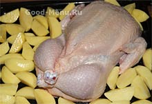 Csirke burgonyával kemencében - egy recept lépésről lépésre fotók