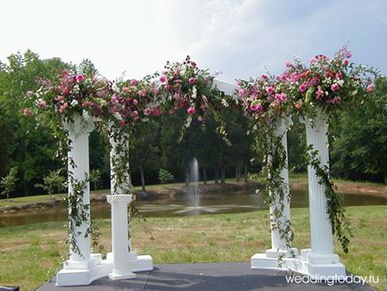 Regisztráció egy görög stílusú esküvő