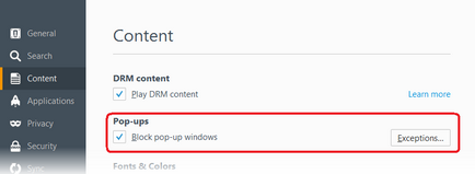 Beállítások pop-up blokkoló kivételek és problémamegoldás, hogyan, mozilla támogatás