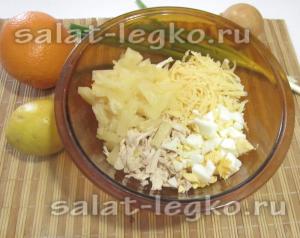 Csirke saláta ananász és a kukorica recept