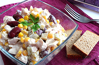 Saláta bab és a csirke finom receptek