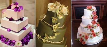 Esküvői torta virágok - lehetőség dekorációk és dísztárgyak fotókkal