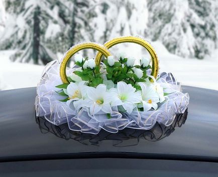 Díszítő gépek Esküvői gyűrű az autó (az ötlet fotók)