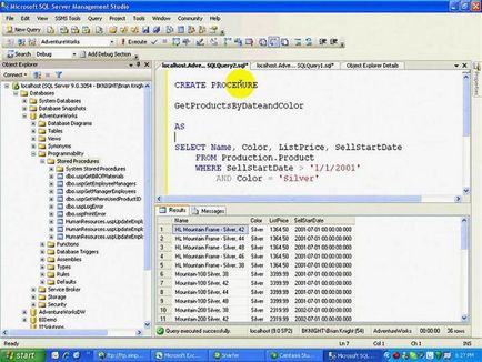 SQL tárolt eljárás létrehozása és használata