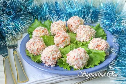 Snack „Rafaello” rák ragaszkodik recept egy fotó