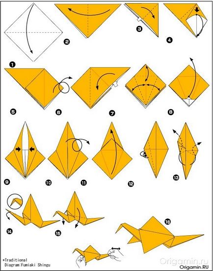 Crane origami papír meg a kezét és egy videó áramkör