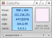 Colorpix, миниатюрен полезност за определяне на цвета на всяка точка на екрана