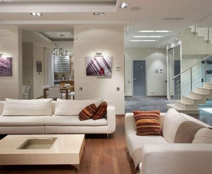 Дизайнът на хола в частна къща популярни идеи