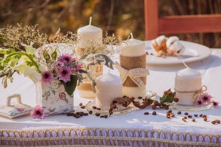 Фото орнаменти сватбени свещи с ръцете си и цех за регистрация