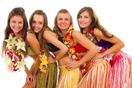 Хавайски сценарий партия, конкурси, музика, дрехи и резервни части в стила на Хавай