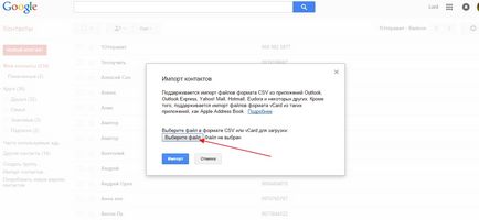 Google (Google) контакти, които добавяте, премествате внос и изтривате контакти