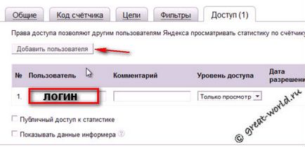 Как да се създаде достъп гост на Yandex метричен