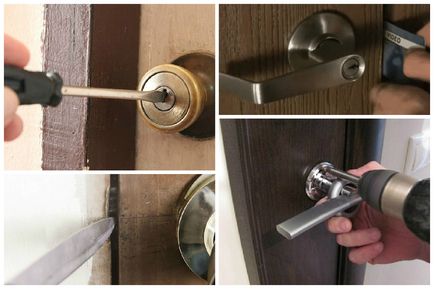 Как да отключите от вратата да разглобявате цялата вътрешност, дръжка на врата с ключалка устройство