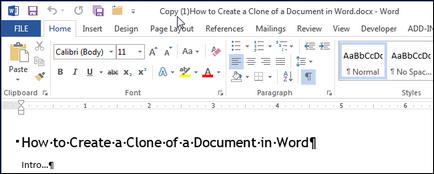 Как да се създаде копие на думата на документа