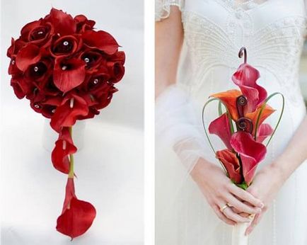 Red сватбен букет от цветя и изберете палитра
