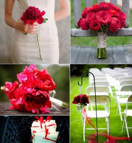 Red сватбен букет от цветя и изберете палитра