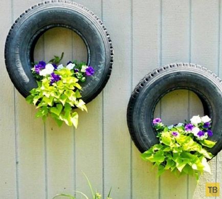 Creative занаяти от стари автомобилни гуми за градината и дома (70 снимки)