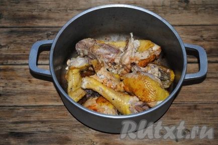 Пилешки, запържен филийки с лук и моркови - рецепта със снимки