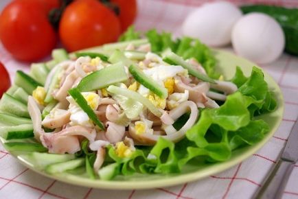 Калмари салата с краставици опции и яйчни рецепти