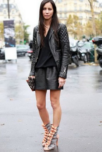 От какво да се носят дамски черни кожени якета, яке момиче снимка модни майстори и препоръки