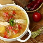 Зеле супа с прясно зеле, домати и чушки, рецепти