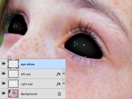 Създаване на черни очи в фотошоп
