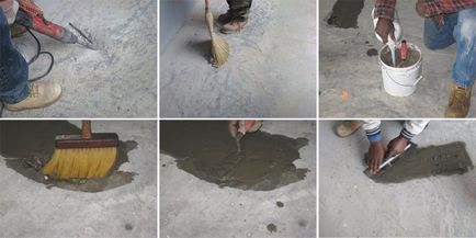 Старият повърхността на бетона и конкретни стъпки за пречистване на павета