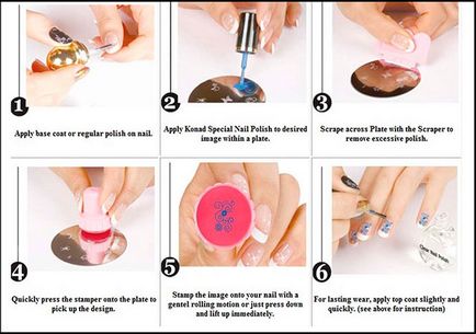 Stamping върху ноктите - снимки и видеоклипове как да се направи щамповане