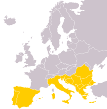 Южните европейски страни, в списъка на страните в Южна Европа, карта за туристи