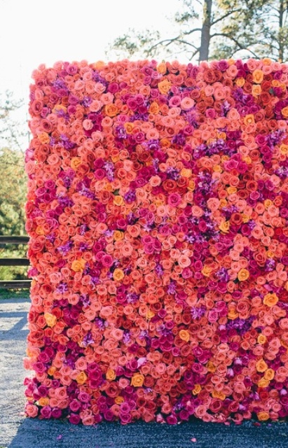 Сватбени тенденции 2015 цвете стена на фона