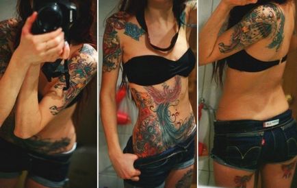 Татуировка по корем за жените след раждане, за да се скрие стрии