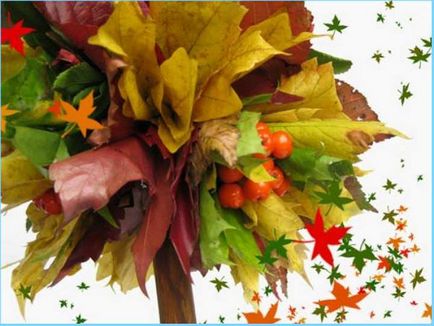 Topiary на есенни листа с техните ръце стъпки от кленови листа, майстор-клас на сухо