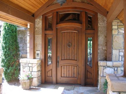 Входни врати в къщата, метал, желязо, дърво със стъклени, опции снимка