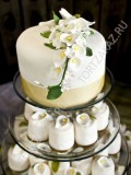 Поръчайте красива сватбена торта с торта и тарталети в бонбони изкушение г