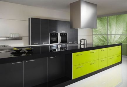 Green Кухненски дизайн в нюанси на зелено, с примери снимка