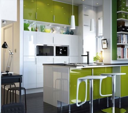 Зелена кухня - снимки от най-добрите идеи за това как да се украсяват дизайн и мач цветове