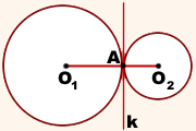 Как да се намери точката на допиране на двата кръга