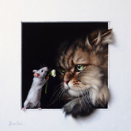 Рисуване моливи котка