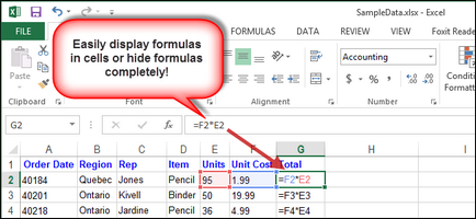 Как да се покаже формули в клетки или напълно да ги скрие в Excel 2018