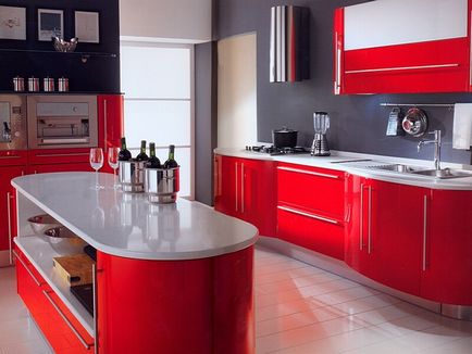 Дизайн червени кухня 33-светли идеи и снимки на интериора, обзавеждане, интериор