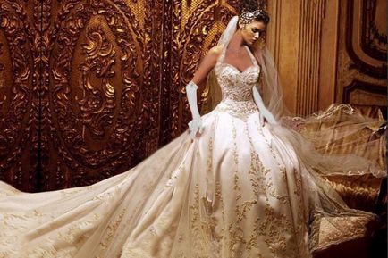Коя рокля шампанско оцветени сватбена рокля сватбена рокля и слонова кост цвят